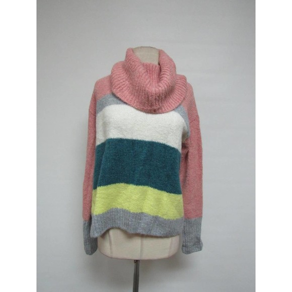 NWOT ANN TAYLOR LOFT LOU & GRAY STRIPED PLUSHFUZZ TURLENECK SWEATER sz L - Picture 5 of 6